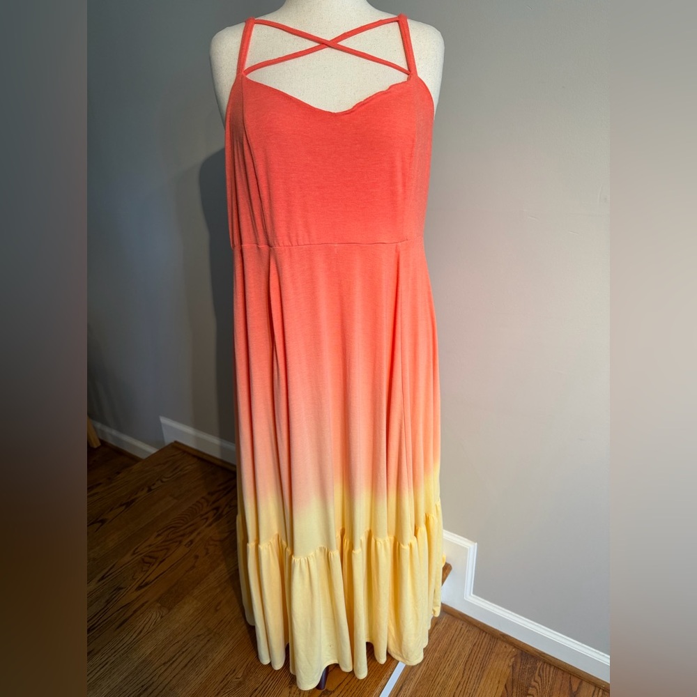 NWT Torrid Coral Ombre Strappy Front Maxi Dress - Torrid Size 3 (22-24, 3X)